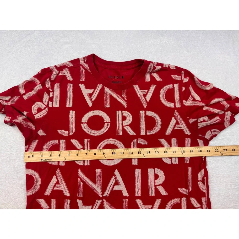 Jordan Air All Over Print T-Shirt Mens Large Red Graphic Short Sleeve Tee